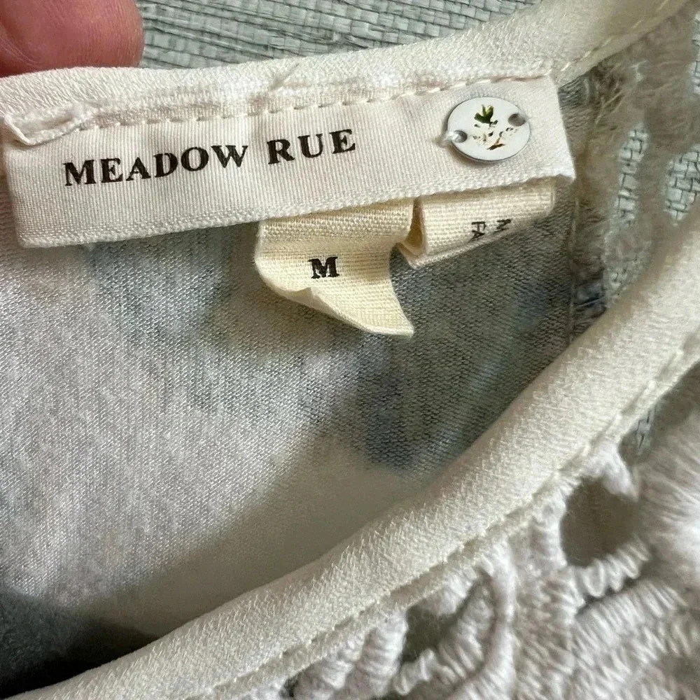 Anthropologie meadow rue lia lace botanical leaf peplum  top medium sleeveless - Picture 6 of 14